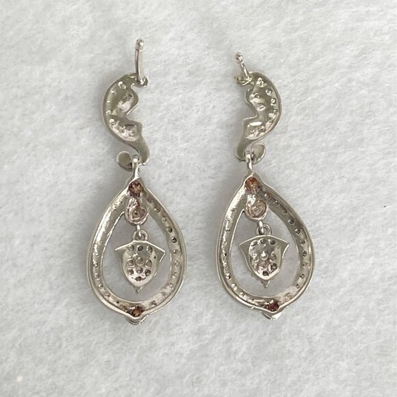 Sterling Silver 925 DBJ Dee Berkley Jewelry Single Diamond Dangle Earrings - Picture 11 of 16